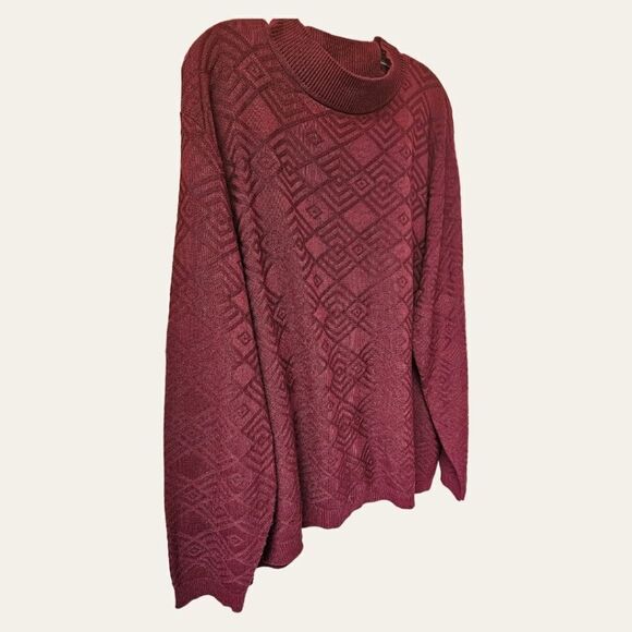 ALFRED DUNNER PLUS SIZE Maroon LongSleeve Crew Neck Sweater - Picture 3 of 10